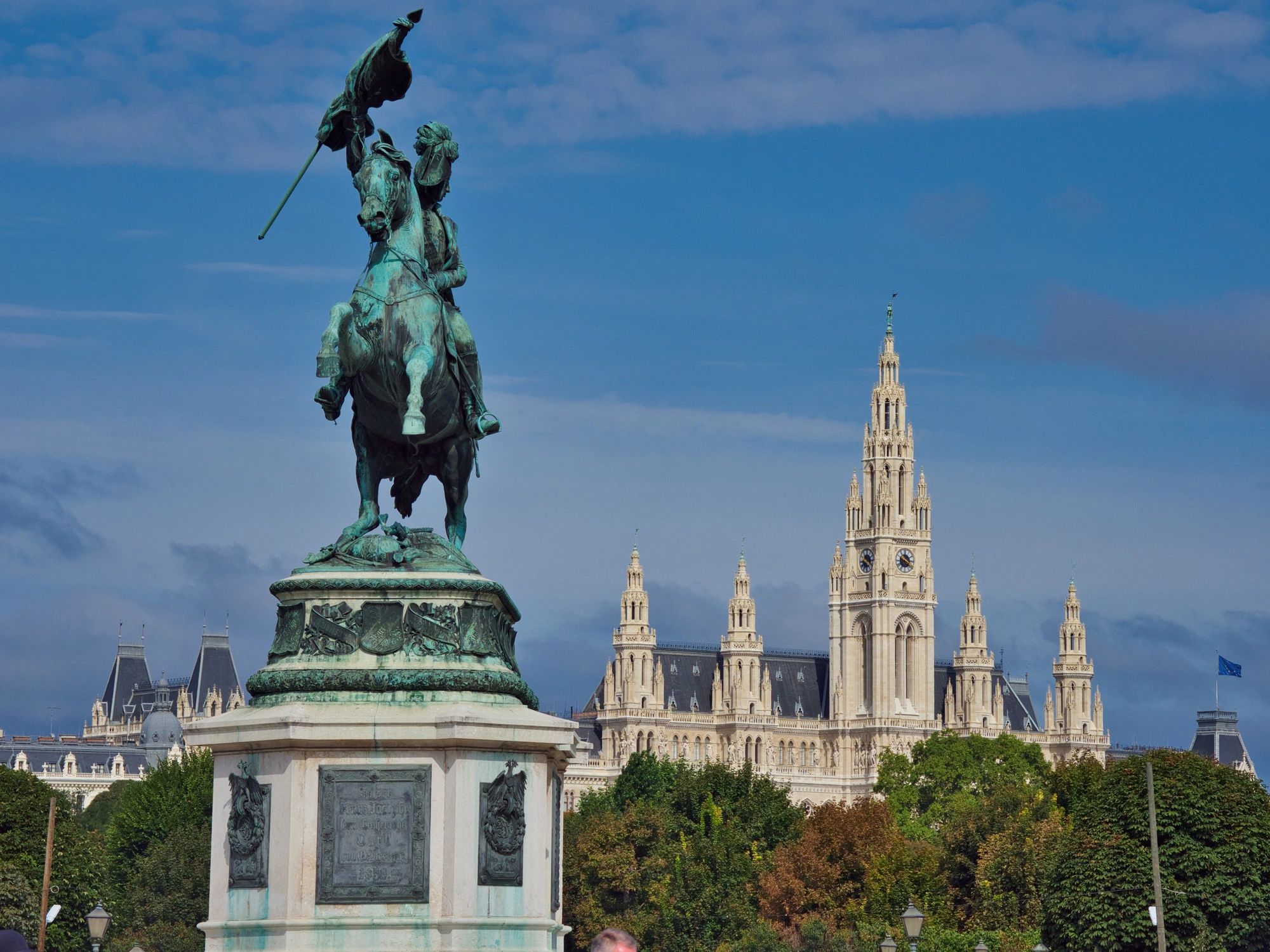 Vienna old square with the Archduke Charles statue and City Hall for a stylish short break