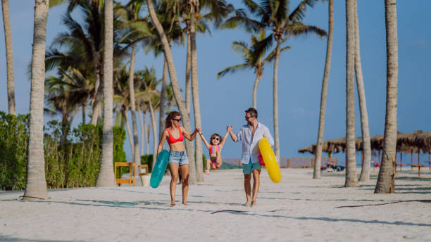 Children enjoying a Caribbean beach resort